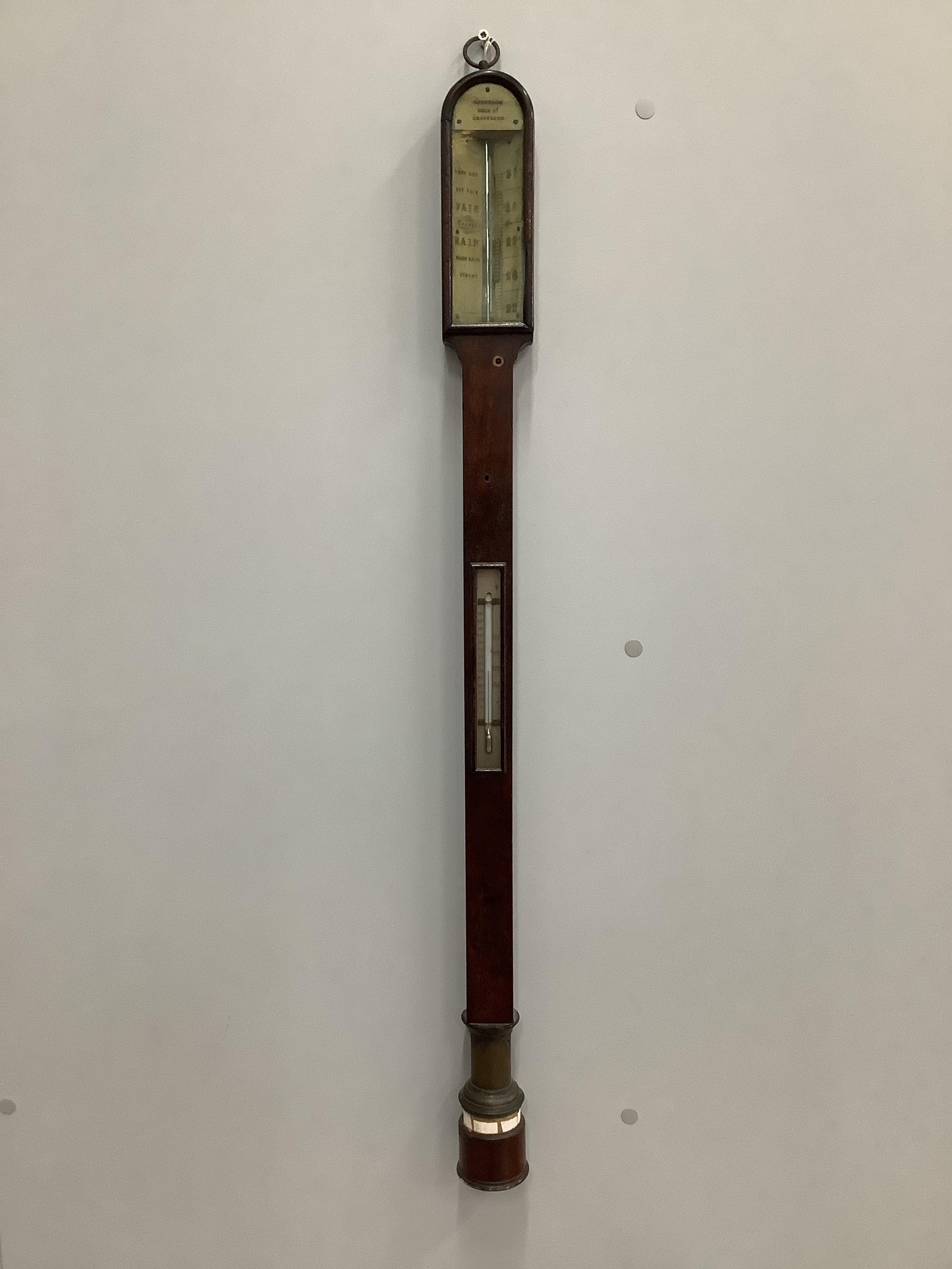 A Victorian Anderson of Gravesend rosewood stick barometer, height 92cm